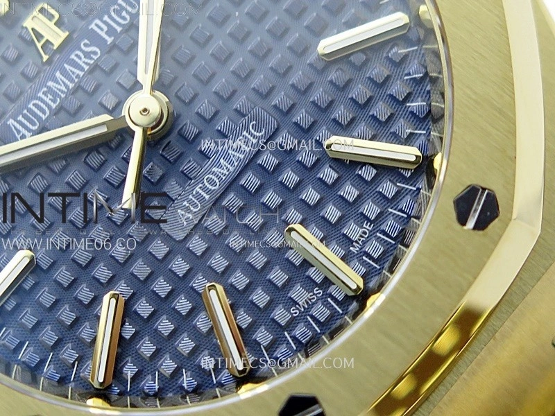 Royal Oak 37mm 15450 YG IPF 1:1 Best Edition Blue Dial on YG Bracelet SA3120 Super Clone