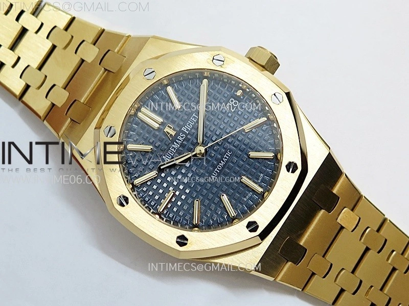 Royal Oak 37mm 15450 YG IPF 1:1 Best Edition Blue Dial on YG Bracelet SA3120 Super Clone
