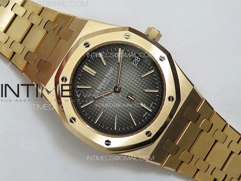 Royal Oak 39mm 16202 50th RG ZF 1:1 Best Edition Gray Textured Dial on SS Bracelet A7121