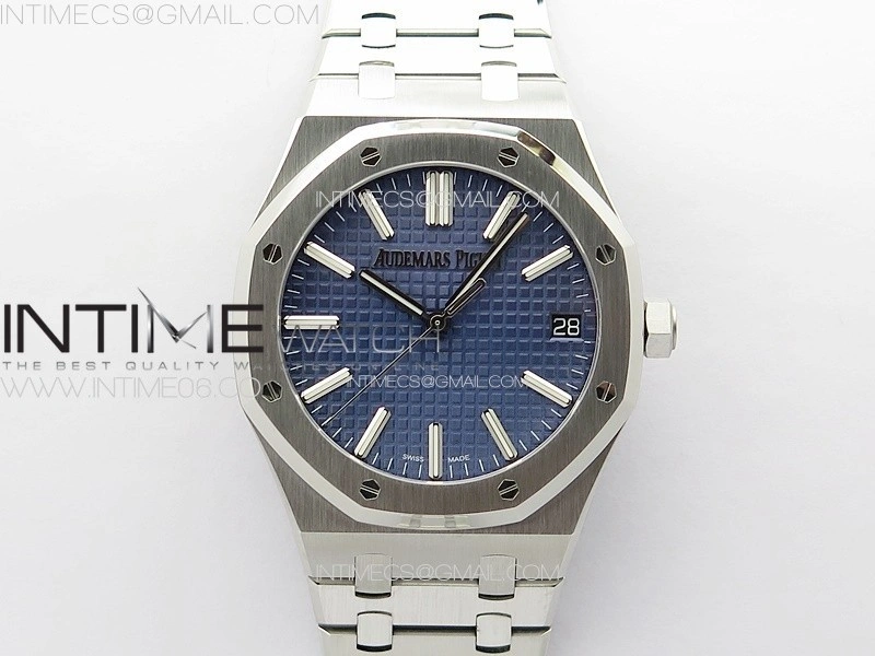 Royal Oak 41mm 15510 50th SS ZF 1:1 Best Edition Blue Textured Dial on SS Bracelet A4302