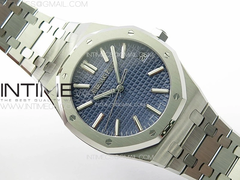 Royal Oak 41mm 15510 50th SS ZF 1:1 Best Edition Blue Textured Dial on SS Bracelet A4302