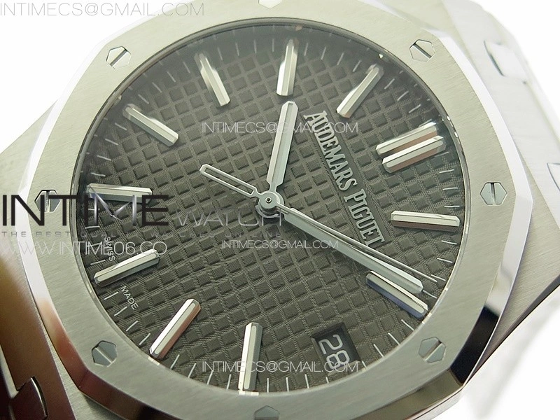 Royal Oak 41mm 15510 50th SS ZF 1:1 Best Edition Gray Textured Dial on SS Bracelet A4302