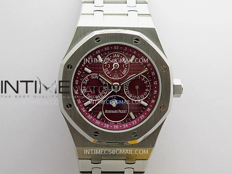 Royal Oak 41mm Complicated 26574 SS BBS Best Edition Burgundy Dial On SS Bracelet A5134