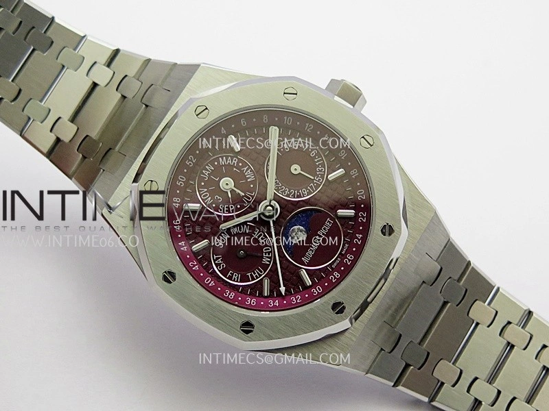 Royal Oak 41mm Complicated 26574 SS BBS Best Edition Burgundy Dial On SS Bracelet A5134
