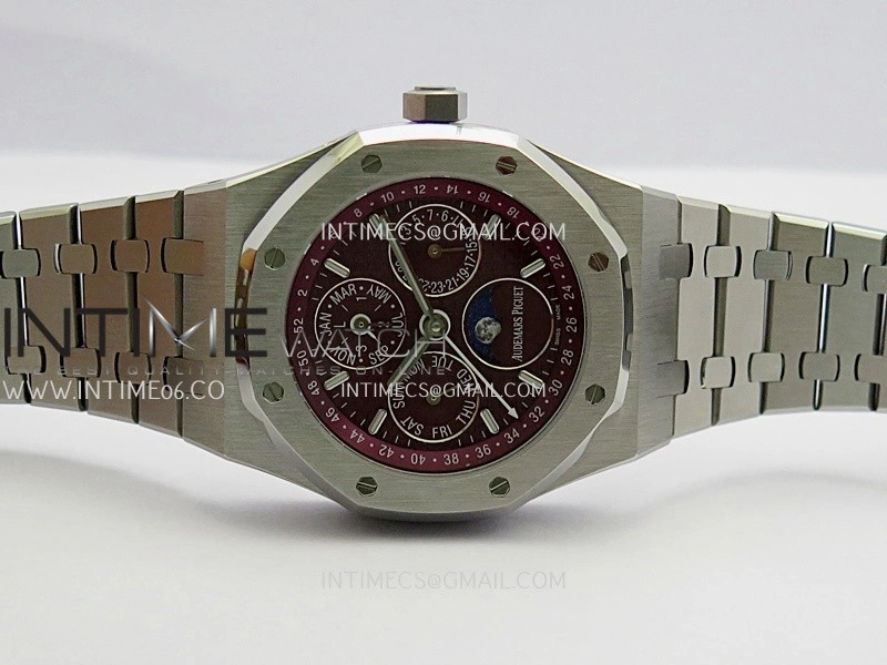 Royal Oak 41mm Complicated 26574 SS BBS Best Edition Burgundy Dial On SS Bracelet A5134