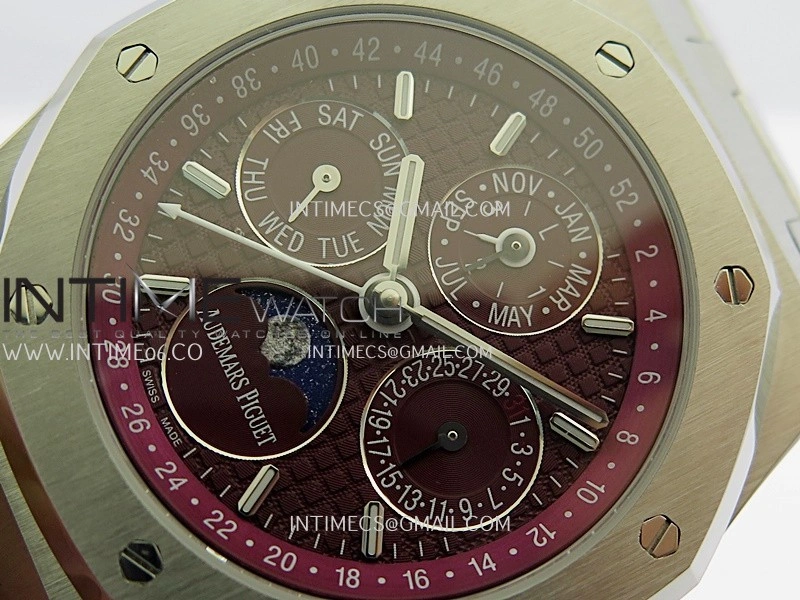 Royal Oak 41mm Complicated 26574 SS BBS Best Edition Burgundy Dial On SS Bracelet A5134