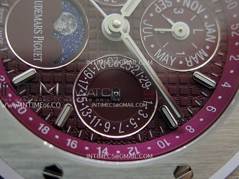Royal Oak 41mm Complicated 26574 SS BBS Best Edition Burgundy Dial On SS Bracelet A5134