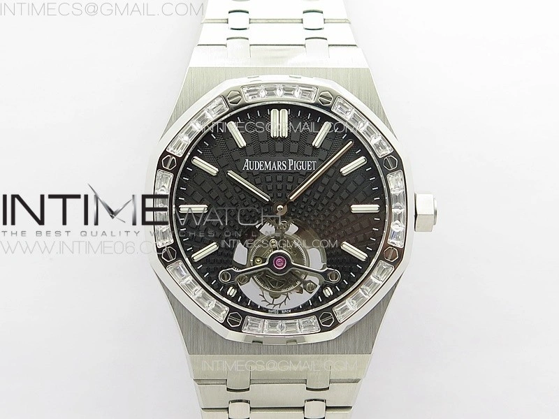 Royal Oak 41mm Tourbillon SS T Crystal Bezel BBS Best Edition Black Dial on SS Bracelet