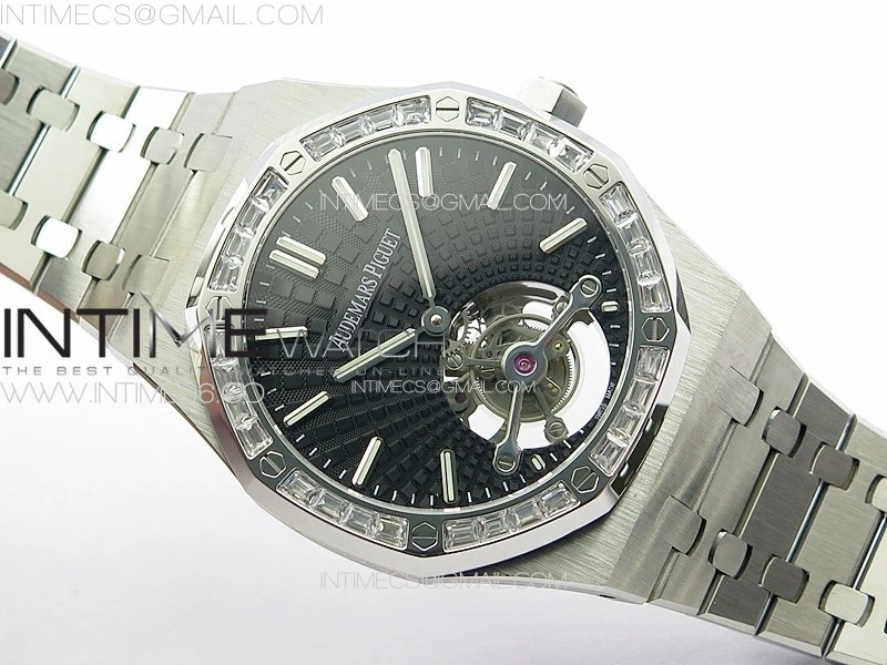 Royal Oak 41mm Tourbillon SS T Crystal Bezel BBS Best Edition Black Dial on SS Bracelet