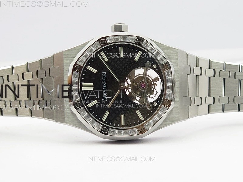 Royal Oak 41mm Tourbillon SS T Crystal Bezel BBS Best Edition Black Dial on SS Bracelet