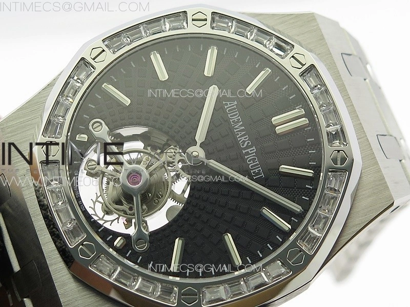 Royal Oak 41mm Tourbillon SS T Crystal Bezel BBS Best Edition Black Dial on SS Bracelet