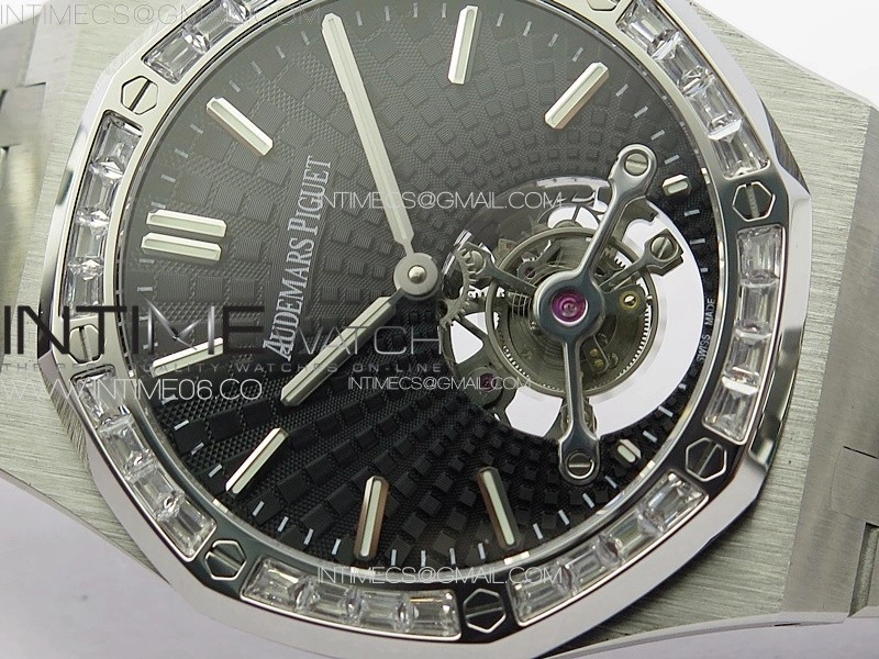 Royal Oak 41mm Tourbillon SS T Crystal Bezel BBS Best Edition Black Dial on SS Bracelet