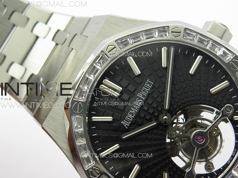 Royal Oak 41mm Tourbillon SS T Crystal Bezel BBS Best Edition Black Dial on SS Bracelet