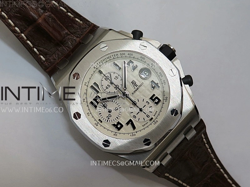 Royal Oak Offshore 42mm Safari TKF Best Edition White Dial on Brown Leather Strap A7750