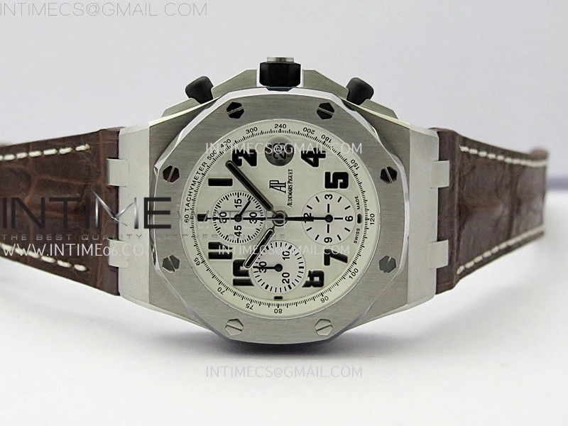 Royal Oak Offshore 42mm Safari TKF Best Edition White Dial on Brown Leather Strap A7750