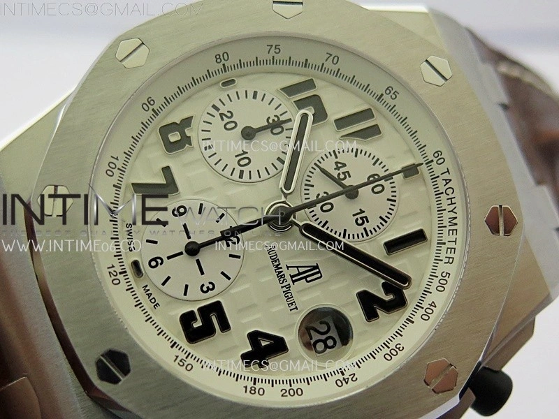 Royal Oak Offshore 42mm Safari TKF Best Edition White Dial on Brown Leather Strap A7750
