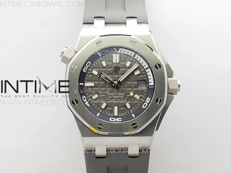 Royal Oak Offshore Diver 15720 IPF 1:1 Best Edition Gray Dial on Gray Rubber Strap A4308