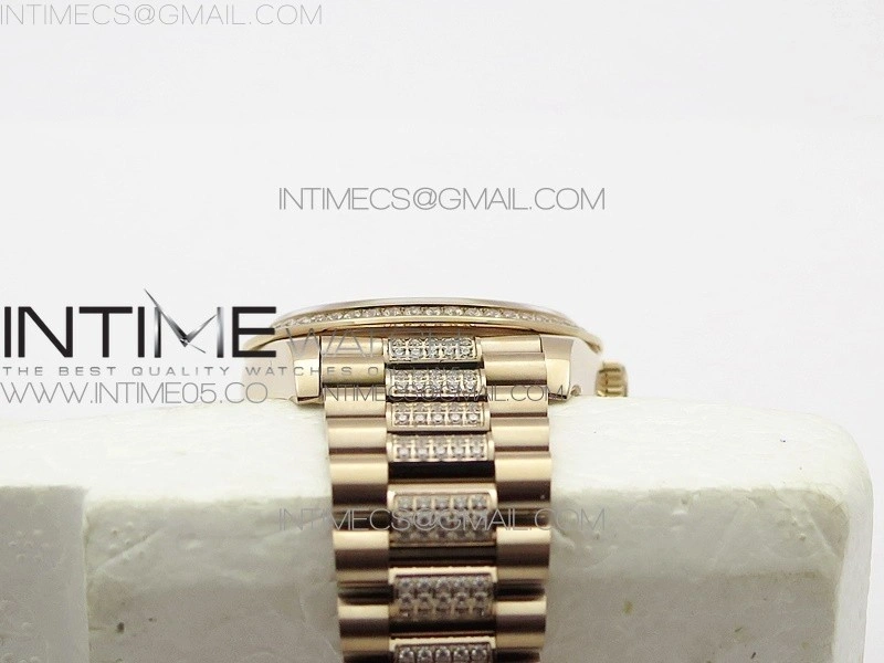 Day-Date 36 128235 RG Crystal BP Best Edition Black MOP Crystal Markers Dial on RG President Bracelet A2836