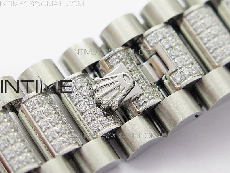 Day-Date 36 128239 SS Crystal BP Best Edition Black MOP Crystal Markers Dial on SS President Bracelet A2836