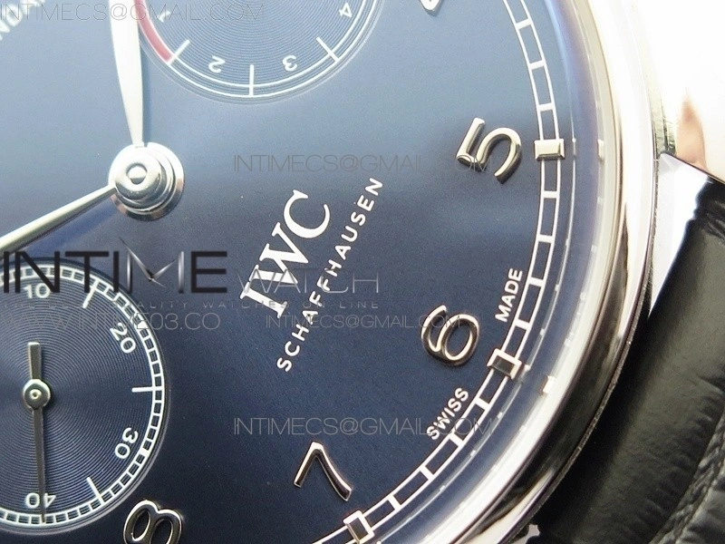 Portuguese Real PR Real Annual Calendar IW503502 AZF 1:1 Best Edition Blue Dial on Black Leather Strap A52850