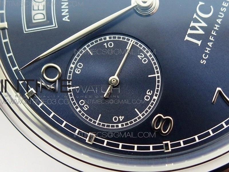 Portuguese Real PR Real Annual Calendar IW503502 AZF 1:1 Best Edition Blue Dial on Black Leather Strap A52850