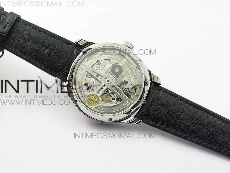 Portuguese Real PR Real Annual Calendar IW503502 AZF 1:1 Best Edition Blue Dial on Black Leather Strap A52850