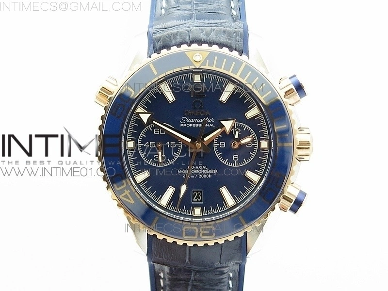 Seamaster Professional Chrono SS RG OM Best Edition Blue Ceramic Blue Dial on Black Gummy Strap A9300