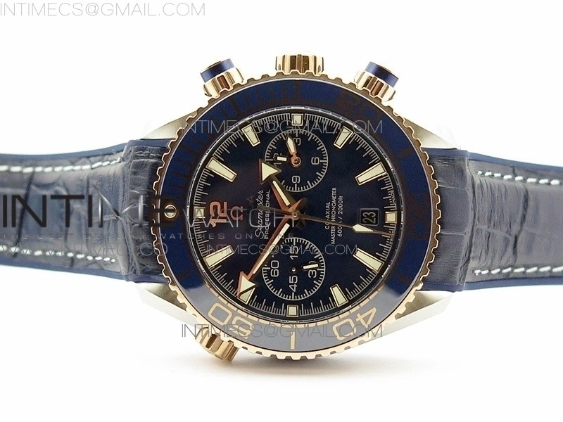 Seamaster Professional Chrono SS RG OM Best Edition Blue Ceramic Blue Dial on Black Gummy Strap A9300