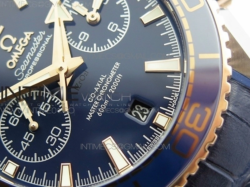 Seamaster Professional Chrono SS RG OM Best Edition Blue Ceramic Blue Dial on Black Gummy Strap A9300