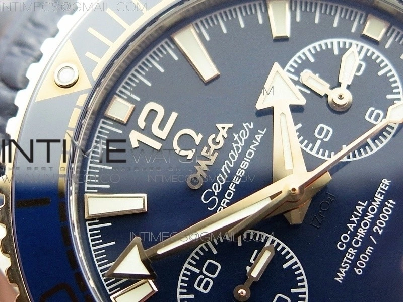 Seamaster Professional Chrono SS RG OM Best Edition Blue Ceramic Blue Dial on Black Gummy Strap A9300