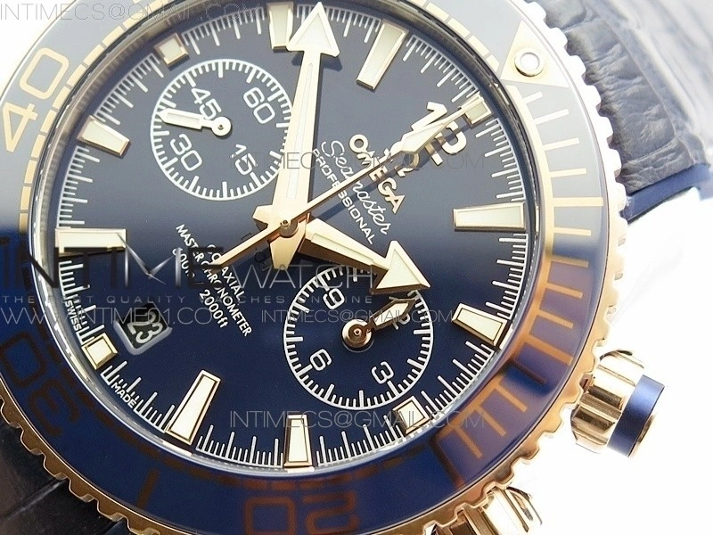 Seamaster Professional Chrono SS RG OM Best Edition Blue Ceramic Blue Dial on Black Gummy Strap A9300
