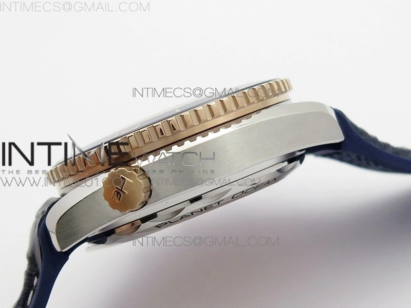 Seamaster Professional Chrono SS RG OM Best Edition Blue Ceramic Blue Dial on Black Gummy Strap A9300