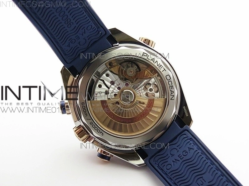 Seamaster Professional Chrono SS RG OM Best Edition Blue Ceramic Blue Dial on Black Gummy Strap A9300