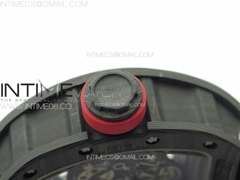 RM055 Real Forged Carbon Case KUF Best Edition Red Crown on White Nylon Strap MIYOTA8215