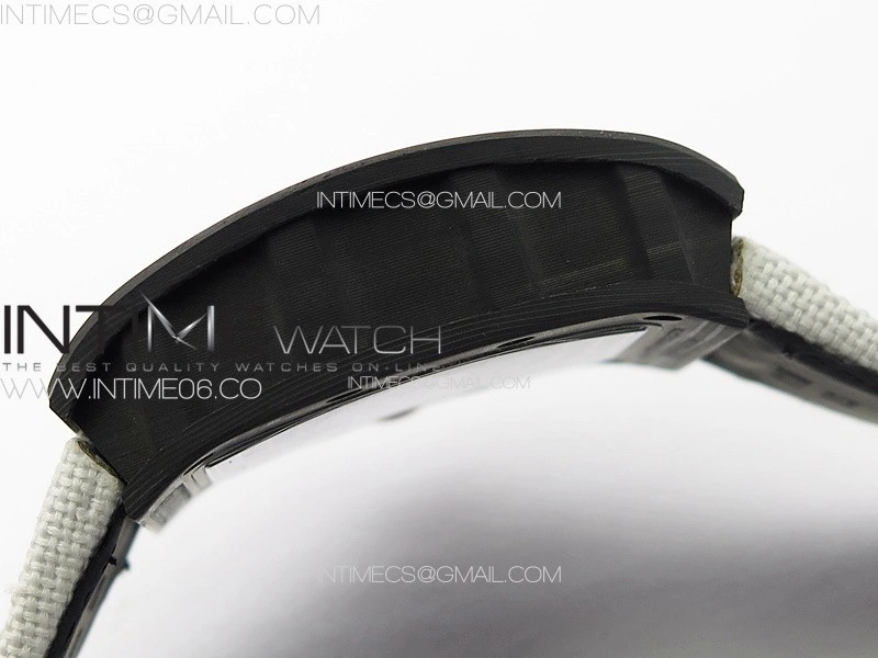 RM055 Real Forged Carbon Case KUF Best Edition Red Crown on White Nylon Strap MIYOTA8215