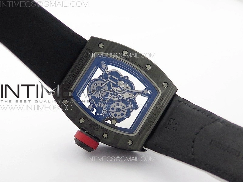RM055 Real Forged Carbon Case KUF Best Edition Red Crown on White Nylon Strap MIYOTA8215