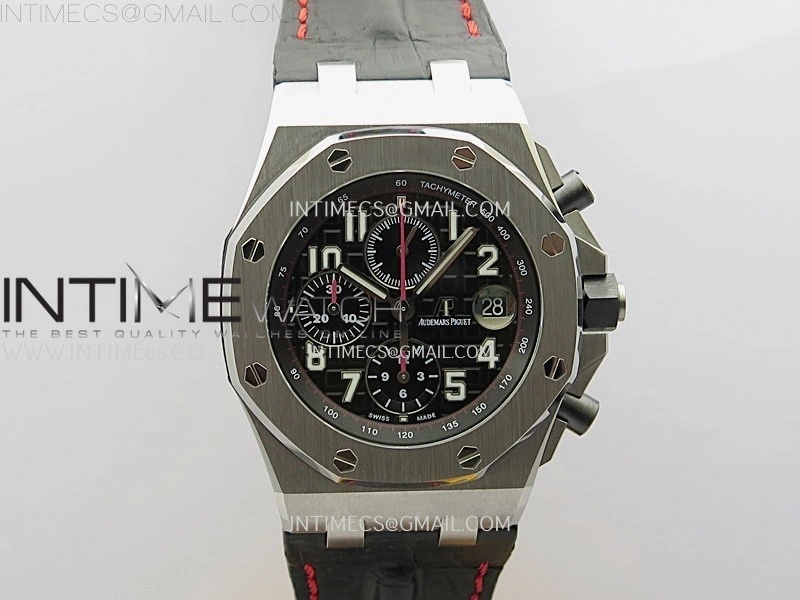 Royal Oak Offshore 42mm SS TKF Best Edition Black Dial on Black Leather Strap A3126