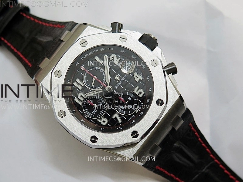 Royal Oak Offshore 42mm SS TKF Best Edition Black Dial on Black Leather Strap A3126