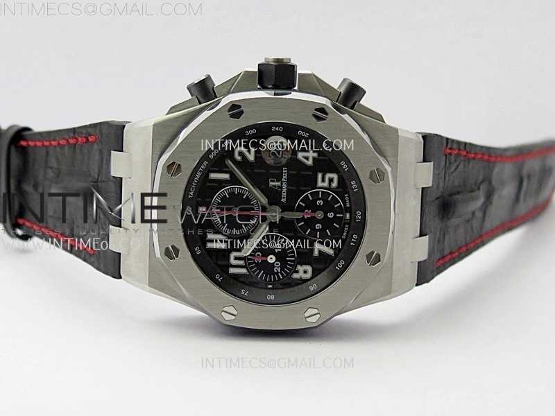 Royal Oak Offshore 42mm SS TKF Best Edition Black Dial on Black Leather Strap A3126