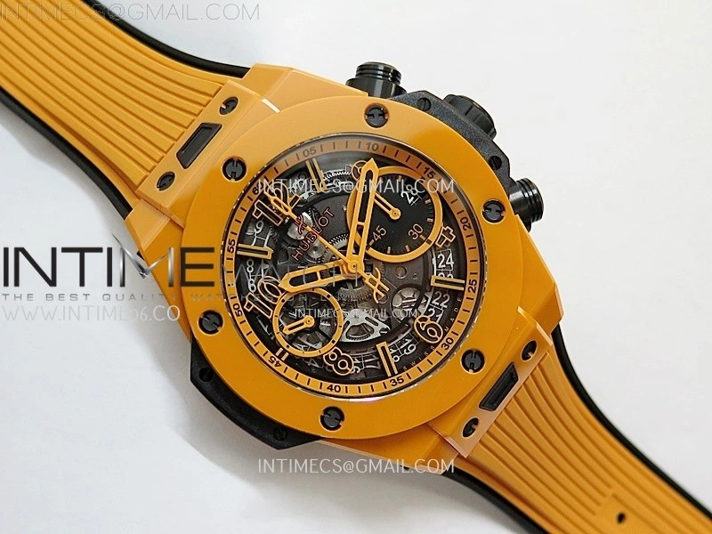 Hublot Big Bang Unico 42mm Real Orange Ceramic BBF 1:1 Best Edition Skeleton Dial on Orange Rubber Strap A1280