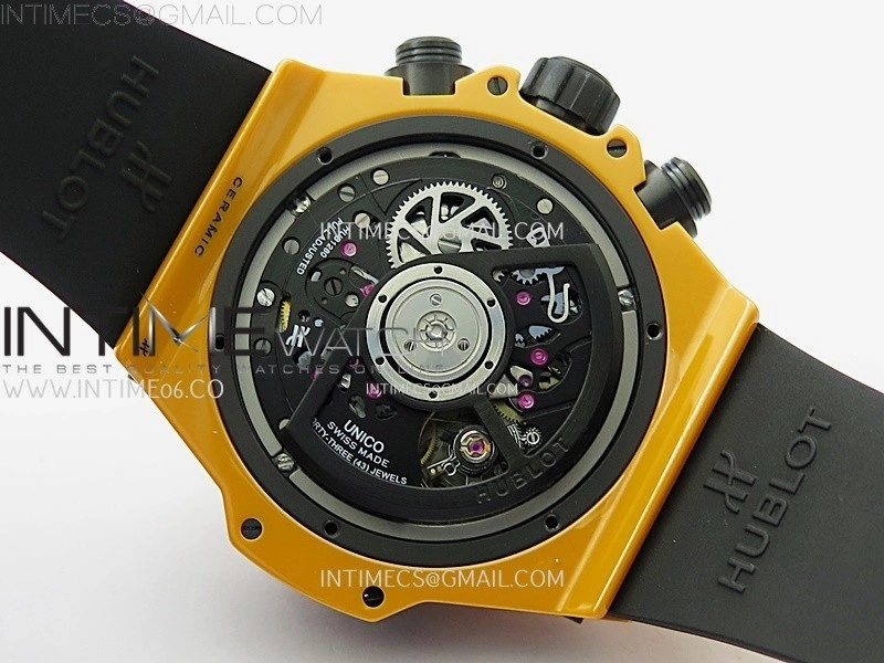 Hublot Big Bang Unico 42mm Real Orange Ceramic BBF 1:1 Best Edition Skeleton Dial on Orange Rubber Strap A1280