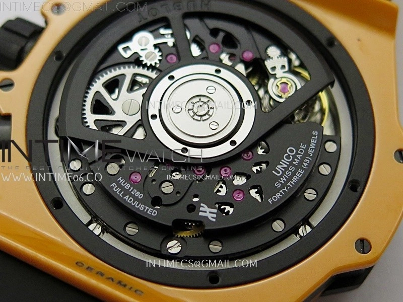 Hublot Big Bang Unico 42mm Real Orange Ceramic BBF 1:1 Best Edition Skeleton Dial on Orange Rubber Strap A1280