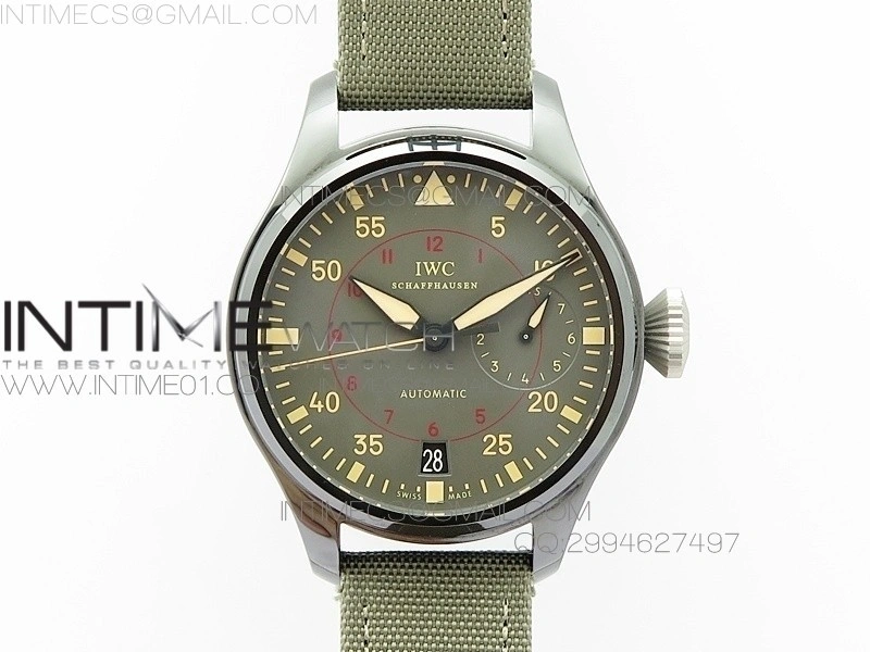 Big Pilot Real PR 48mm IW501902 Real Ceramic AZF 1:1 Best Edition on Green Nylon Strap A51111