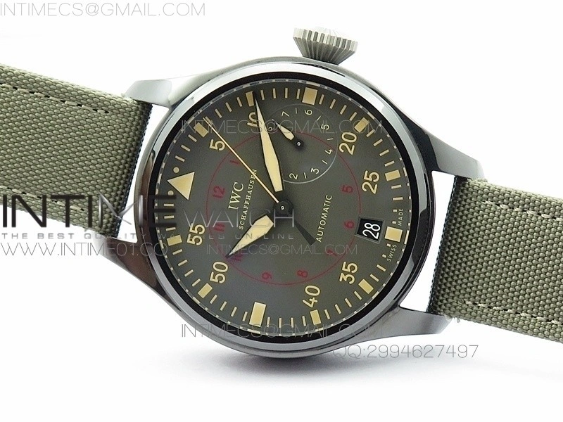 Big Pilot Real PR 48mm IW501902 Real Ceramic AZF 1:1 Best Edition on Green Nylon Strap A51111