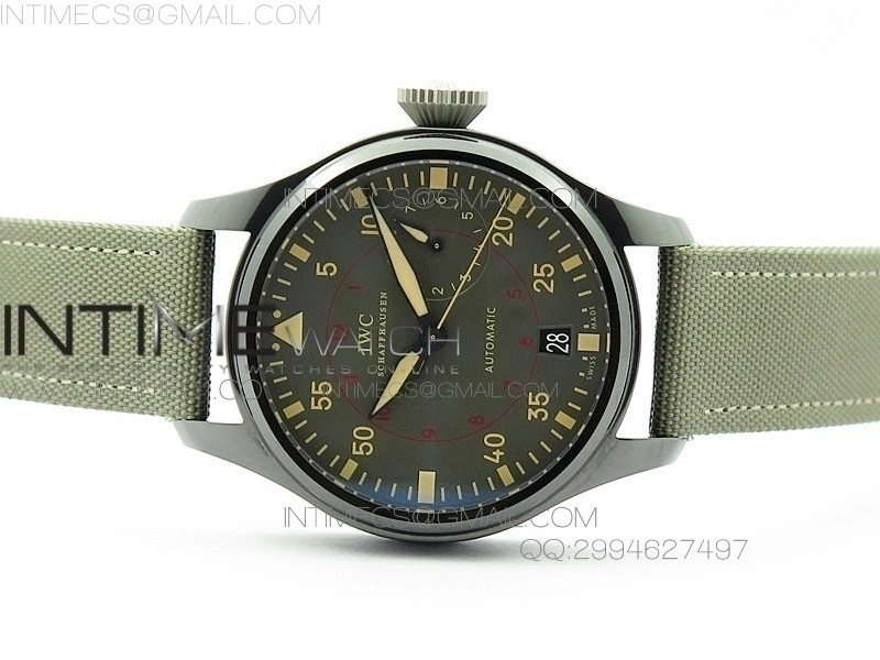 Big Pilot Real PR 48mm IW501902 Real Ceramic AZF 1:1 Best Edition on Green Nylon Strap A51111