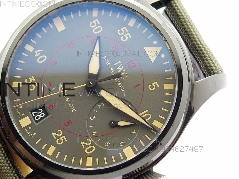 Big Pilot Real PR 48mm IW501902 Real Ceramic AZF 1:1 Best Edition on Green Nylon Strap A51111