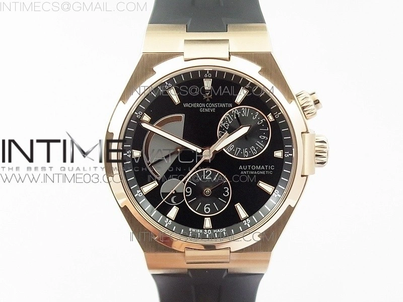 Overseas Dual Time Power Reserve RG TWA Best Edition Black Dial on Black Rubber Strap A1222