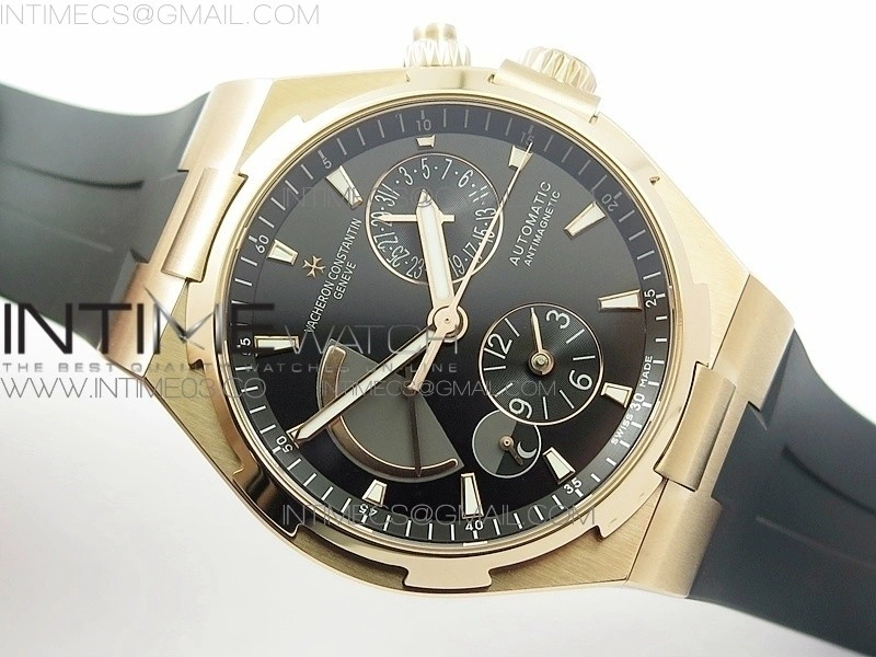 Overseas Dual Time Power Reserve RG TWA Best Edition Black Dial on Black Rubber Strap A1222