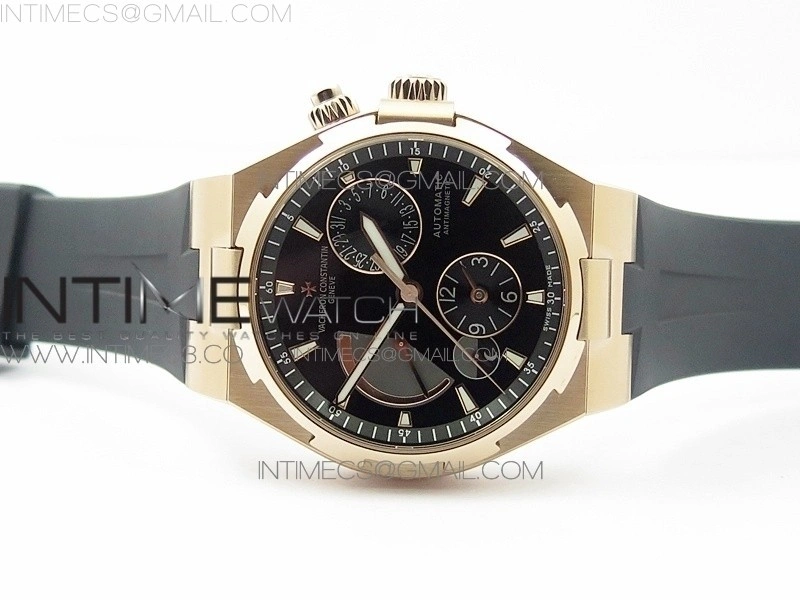 Overseas Dual Time Power Reserve RG TWA Best Edition Black Dial on Black Rubber Strap A1222
