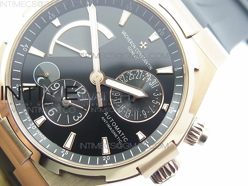 Overseas Dual Time Power Reserve RG TWA Best Edition Black Dial on Black Rubber Strap A1222